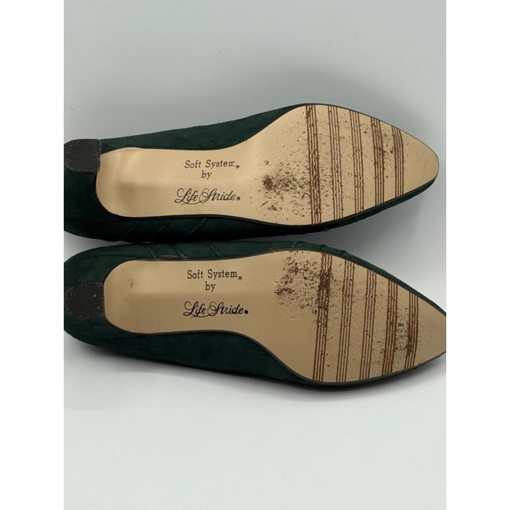 LifeStride Soft System Green Fabric Heels 6.5M – Vintage Style Pointed Toe Pumps - Picture 6 of 8